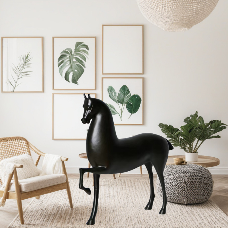 新中式树脂马工艺品摆件家居玄关客厅软装样板房书房办公室装饰